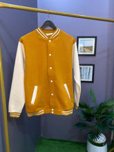 ELITE MUSTARD AND CREAM VARSITY JACKET - THE VOGUE APPARELS